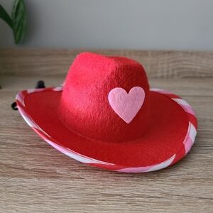Red and pink dog hat, dog cowboy hat, dog cowgirl hat, Valentine's, Halloween